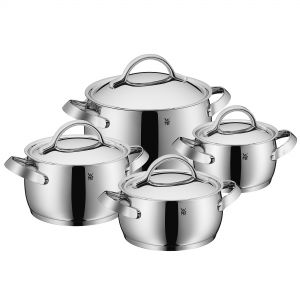 WMF 730026040 Pot Set 6-Piece Diadem Plus Pouring Rim Glass Lid Cromargan®  Stainless Steel Polished Suitable for Induction Hobs Dishwasher-Safe